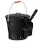Gardenised Black Iron Ash Bucket with Lid and Wood Handle Brush Use for Fire Pit, Wood Burning Stove and Grill QI004552 - alternate 1